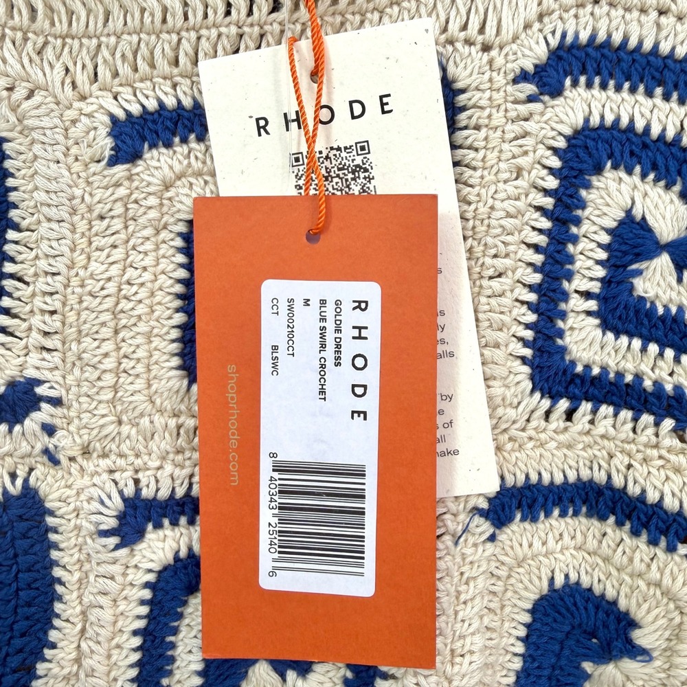 NWT Rhode Goldie Crochet Mini Dress In Blue Swirl $475 - Size Medium - Picture 12 of 13